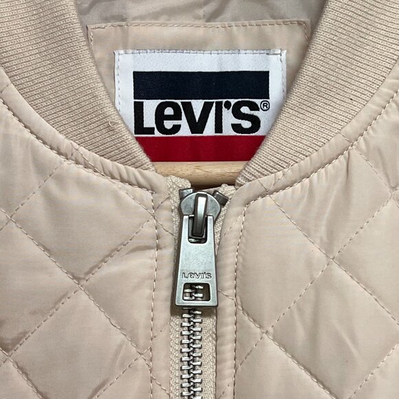 Levi's Diamond Quilted Bomber Ivory Jacket Womens Size‎ L - Picture 3 of 11